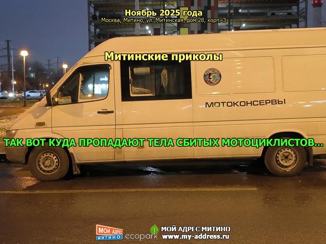ТАК ВОТ КУДА ПРОПАДАЮТ ТЕЛА СБИТЫХ МОТОЦИКЛИСТОВ..., Митинские приколы, Ноябрь 2025 года, Москва, Митино, ул. Митинская, дом 28,
